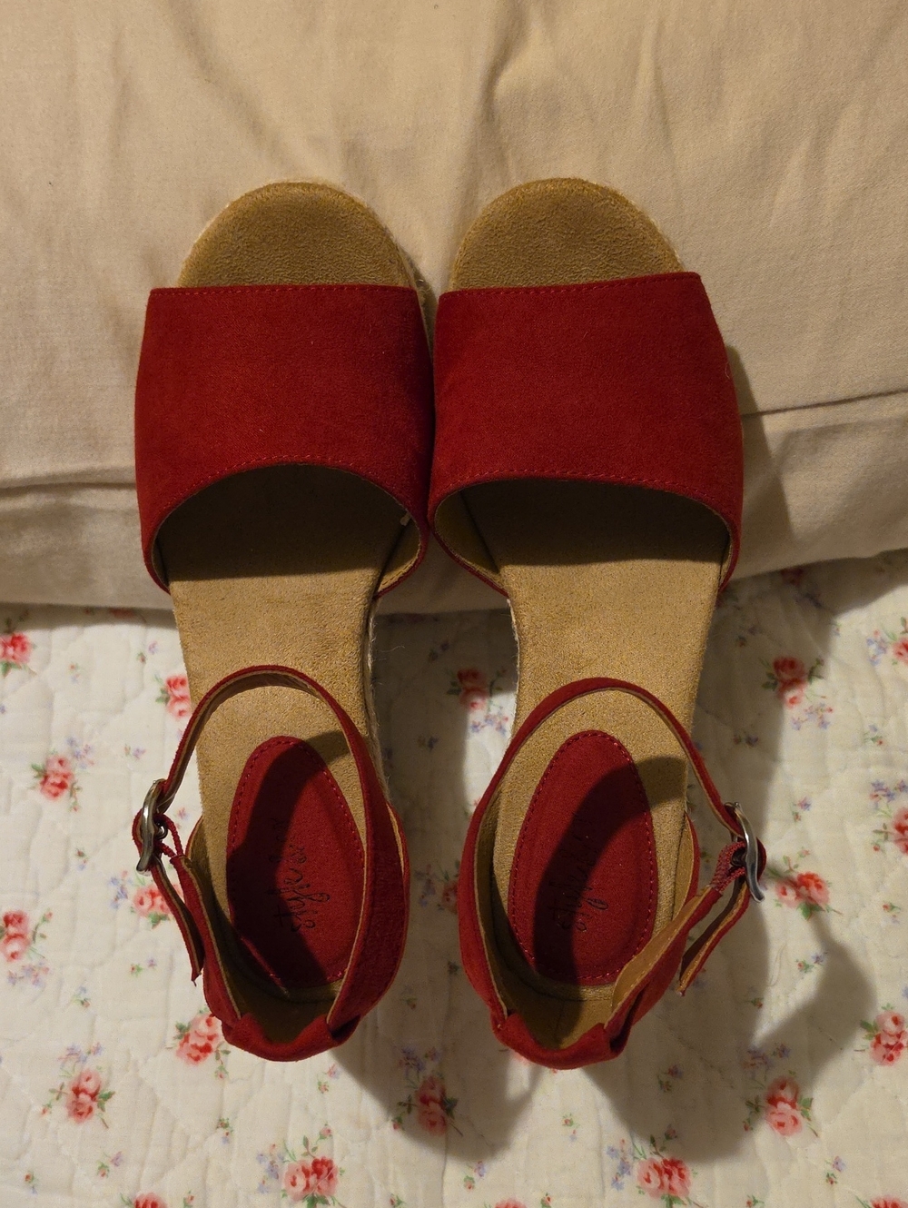 Style & Co. Red Open-Toe Espadrille Sandals with Ankle Strap
